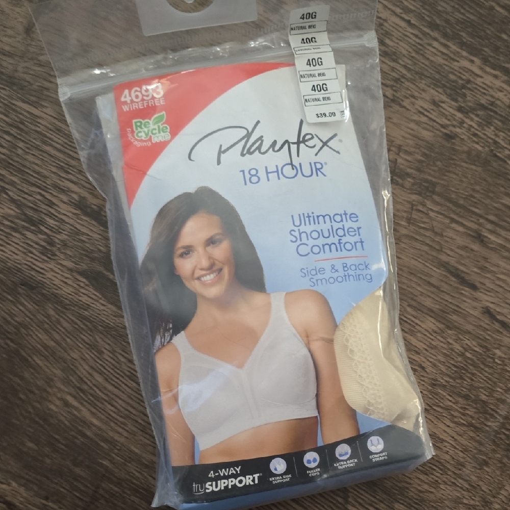 Playtex 18 Hour Ultimate Shoulder Comfort Bra -‎ Natural Beige NEW Sz 40G
